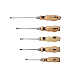 Set schroevendraaiers, houten handgreep, PH/sleuf, 5-delig - SCHROEVENDRAAIER, H
