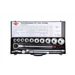 Assortiment dopsleutels 3/4 inch zeskant metrisch - DOPSLEUTELSET 3/4  6-KT. 15 