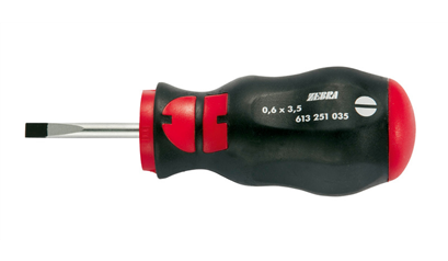Wurth Sleufkopschroevendraaier ronde kling kort - SCHROEVENDRAAIER,  GLEUF, 1, 2X6, 5M - 0613251065060    1