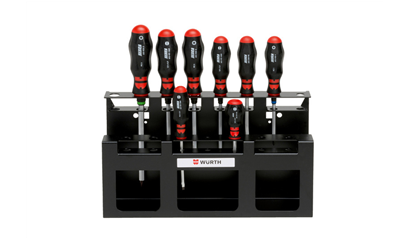 Wurth Schroevendraaierset, sleutelhulp, in rek, 8-delig - SCHROEVENDRAAIERSET IN REK,  - 061394082 060    1