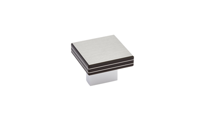 Wurth Knop, gecoat, HPL vierkant - MEUBELGR-KNOP-VIERKANT-ALU/ZWART-40MM - 0685111510961   10