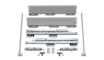 Wurth Ladesysteem set DWD XP Soft-close met reling - DWD-XP SINGLESET RELING-H95-MET-4 - F090075408917    1